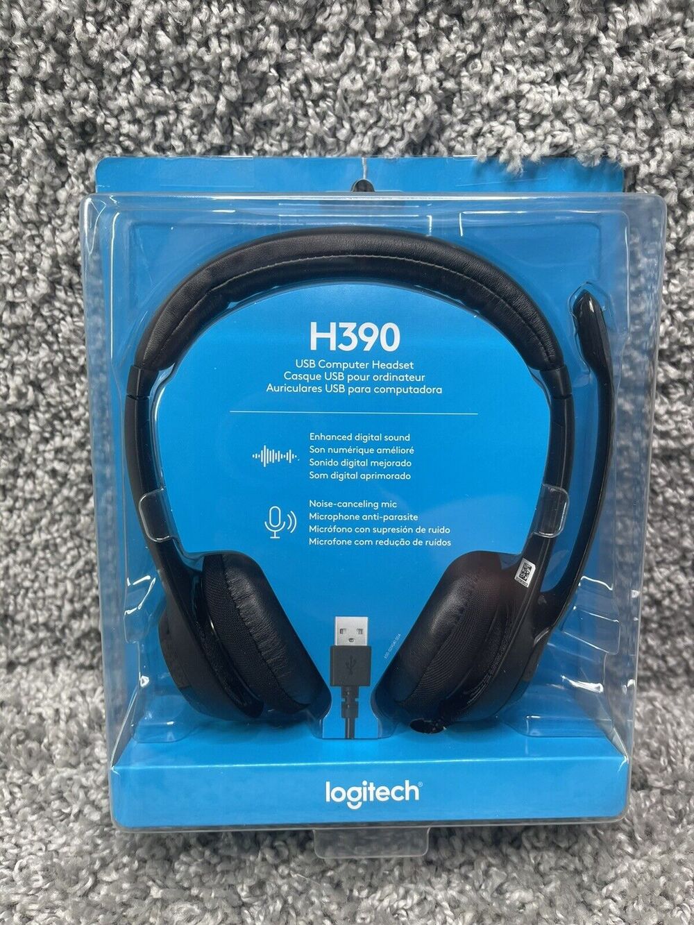 Logitech H390 Black Over the Ear Computer Headset USB New Open Box